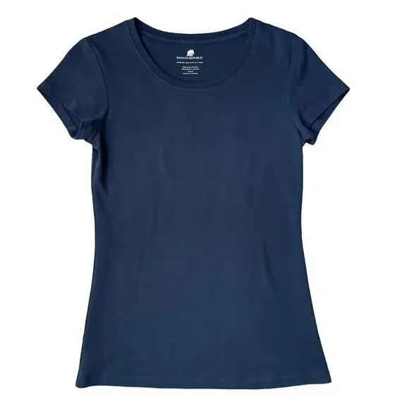 Banana Republic Black Fitted Scoop Neck Pima Cotton Tee Shirt – Medium - Picture 3 of 10